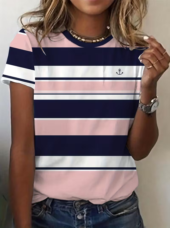 Women
                      Striped Short Sleeve Tee T-shirt Crew Neck
                      Printing Casual Summer Graphic Tee Top