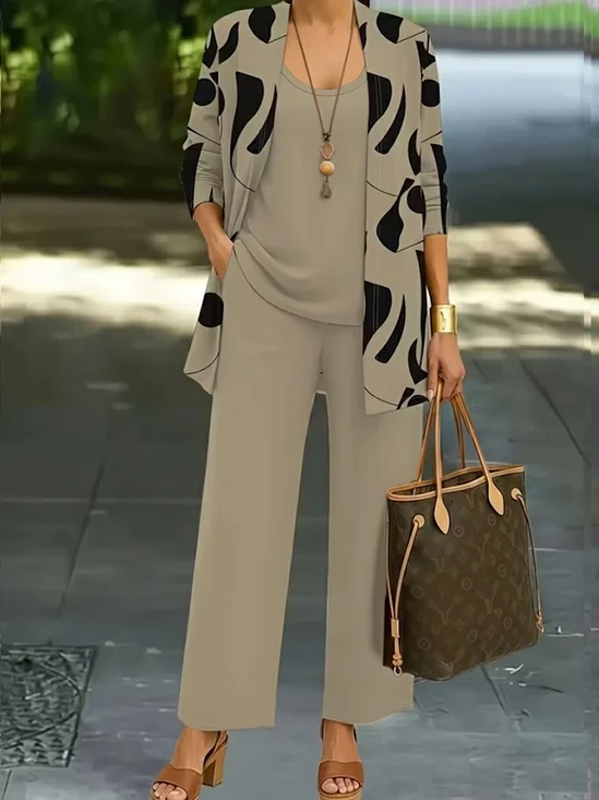 Women Plain Two-Piece Set Daily Long Sleeve Casual Spring/Fall Multi-Piece Set Matching Set