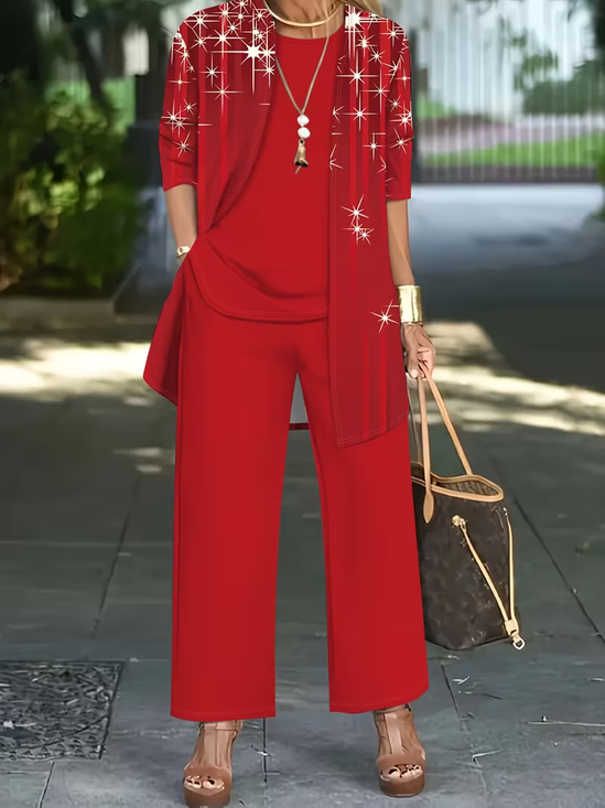 Women Plain Two-Piece Set Daily Long Sleeve Casual Spring/Fall Multi-Piece Set Matching Set