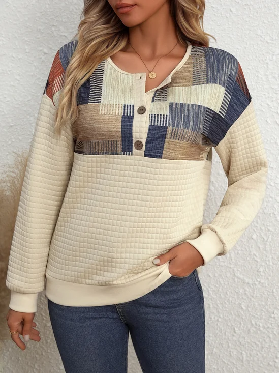Women
                      Geometric Crew Neck Printing Vintage Spring/Fall
                      Long Sleeve Sweatshirt