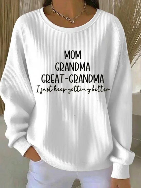 Casual Text Letters Printing Crew Neck Sweatshirt