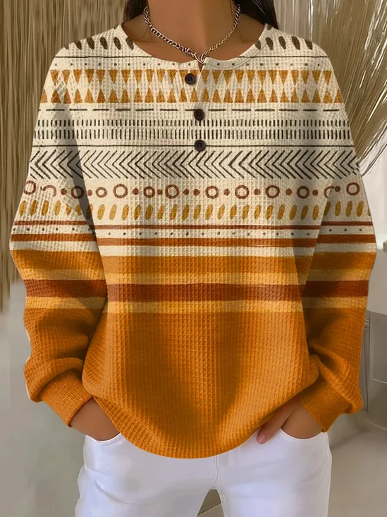 Women Abstract Crew Neck Printing Casual Spring/Fall Long Sleeve Sweatshirt