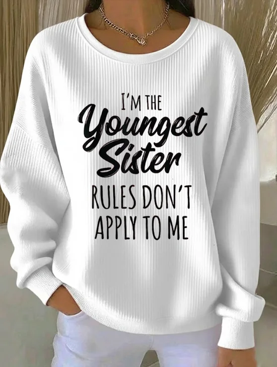 Women Text Letters Crew Neck Printing Casual Spring/Fall Long Sleeve Sweatshirt