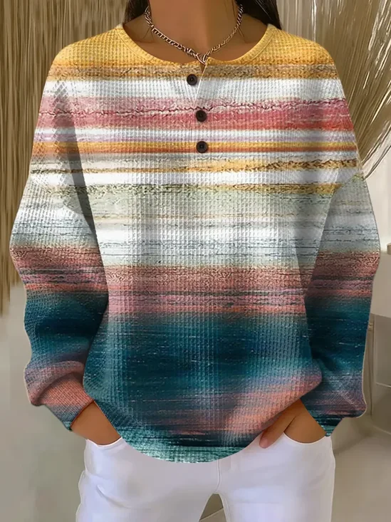 Women Abstract Crew Neck Printing Casual Spring/Fall Long Sleeve Sweatshirt