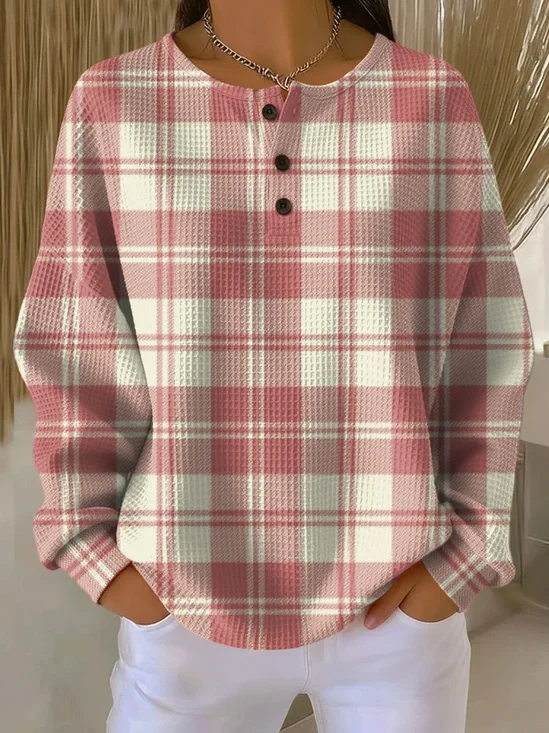 Women
                      Plaid Crew Neck Printing Casual Spring/Fall Long
                      Sleeve Sweatshirt