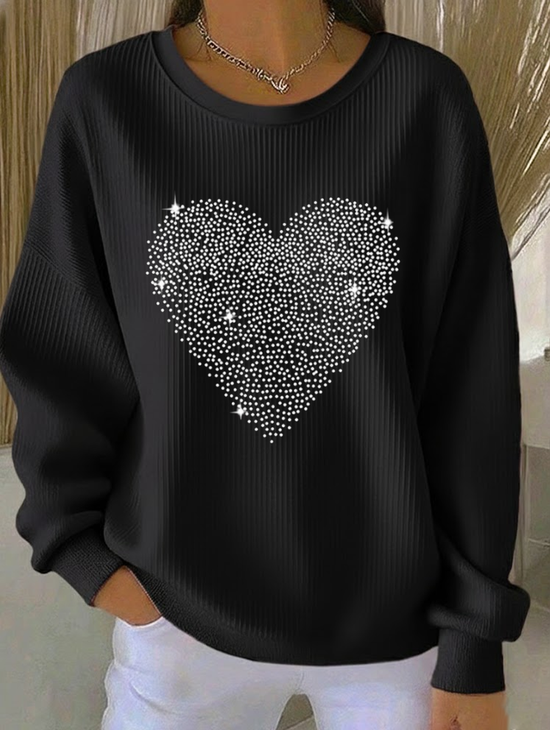 Women Heart/Cordate Crew Neck Printing Casual Spring/Fall Long Sleeve Sweatshirt