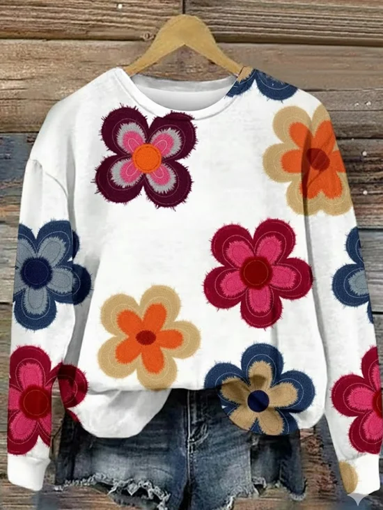 Women
                      Floral Crew Neck Printing Casual Spring/Fall Long
                      Sleeve Sweatshirt