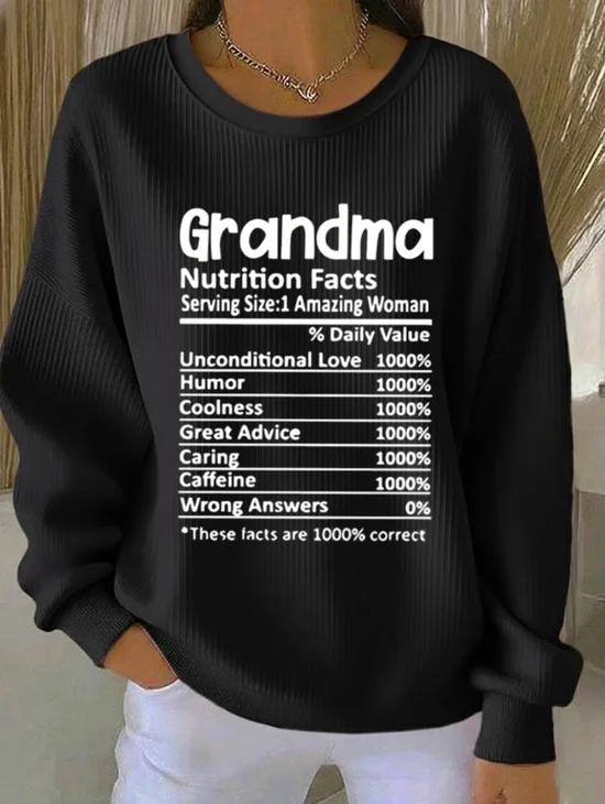 Women Text Letters Crew Neck Printing Casual Spring/Fall Long Sleeve Sweatshirt