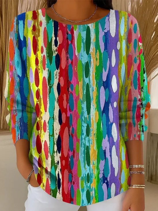 Women Abstract Printing Casual Long Sleeve Crew Neck Spring/Fall Sweater