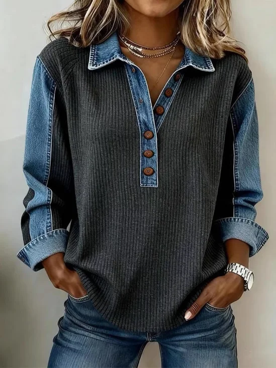 Women
                      Color Block Shawl Collar Casual Spring/Fall Long
                      Sleeve Sweatshirt