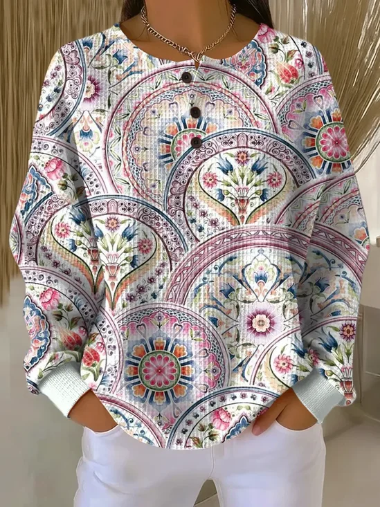 Women
                      Floral Crew Neck Printing Casual Spring/Fall Long
                      Sleeve Sweatshirt