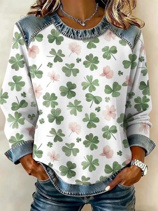 Women
                      Shamrock Crew Neck Printing Vintage Spring/Fall
                      Long Sleeve Sweatshirt