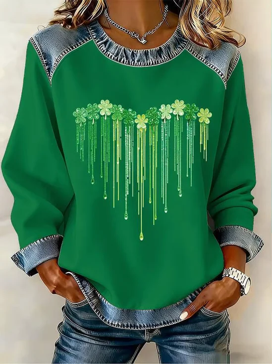 Women
                      Shamrock Crew Neck Printing Vintage Spring/Fall
                      Long Sleeve Sweatshirt