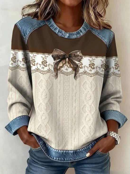 Women
                      Abstract Crew Neck Printing Vintage Spring/Fall
                      Long Sleeve Sweatshirt