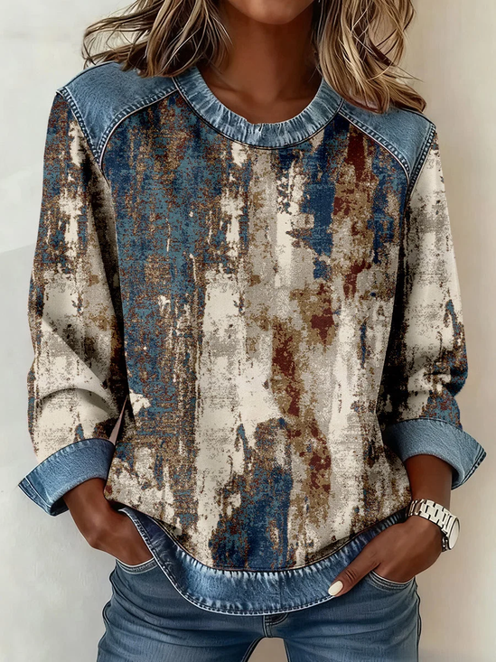 Women
                      Abstract Crew Neck Printing Vintage Spring/Fall
                      Long Sleeve Sweatshirt