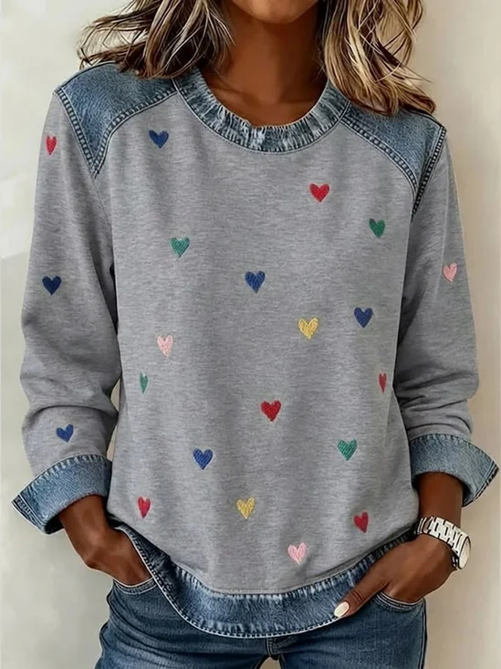 Women
                      Heart/Cordate Crew Neck Printing Vintage
                      Spring/Fall Long Sleeve Sweatshirt