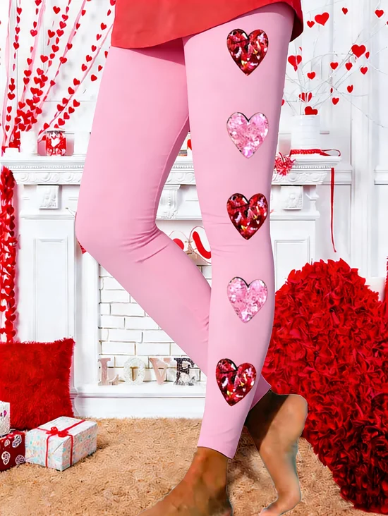 Women Heart/Cordate Casual All Season Printing Long Leggings Trousers