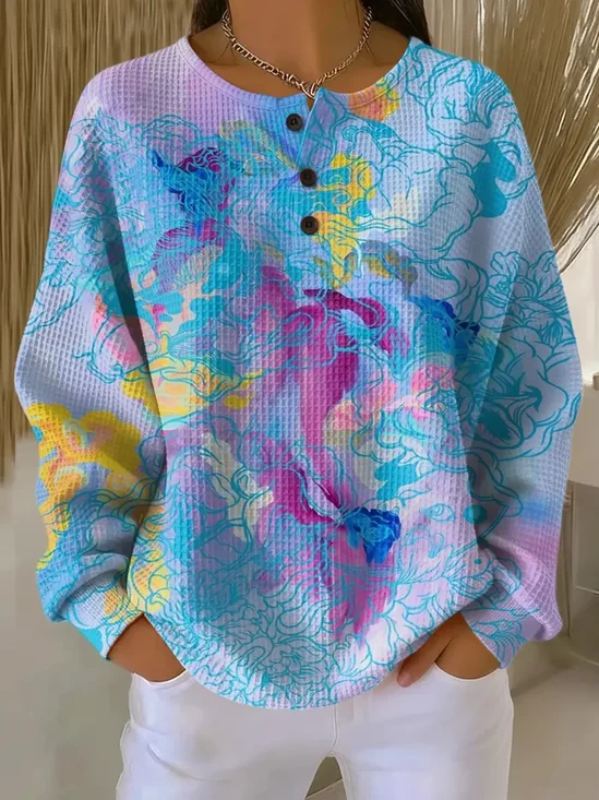 Women Abstract Crew Neck Printing Casual
                      Spring/Fall Long Sleeve Sweatshirt
