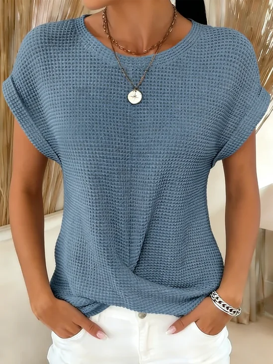 Women
                      Plain Short Sleeve Tee T-shirt Crew Neck Casual
                      Summer Top