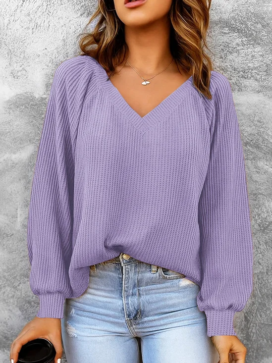 Women
                      Plain V Neck Split Joint Casual Spring/Fall Long
                      Sleeve Sweatshirt