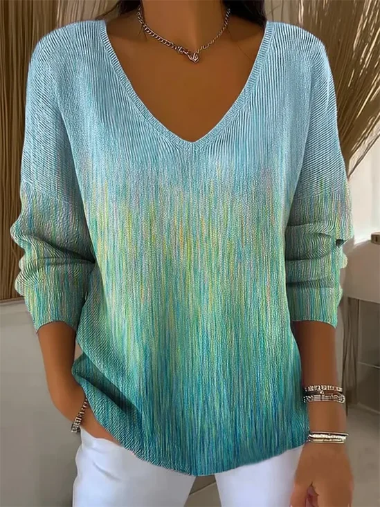 Women
                      Abstract Long Sleeve Tee T-shirt V Neck Printing
                      Casual Spring/Fall Top