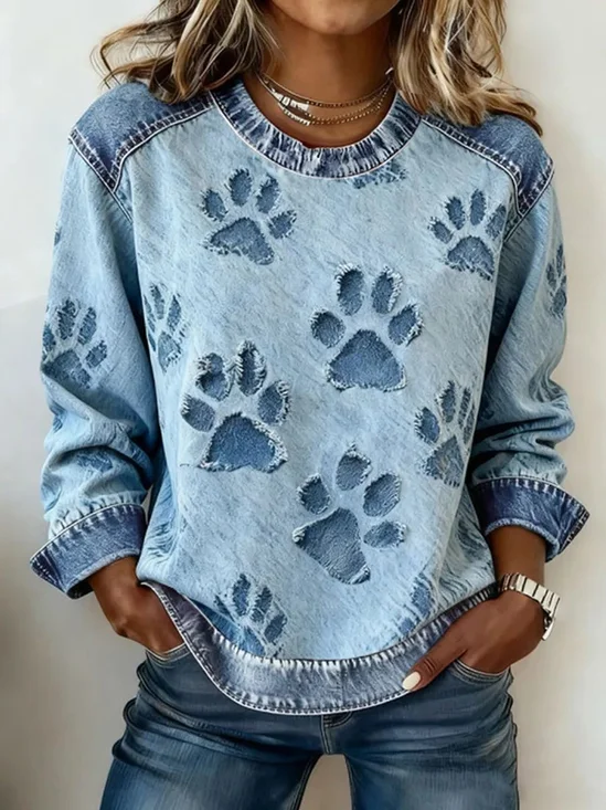 Women Dog
                      Crew Neck Printing Vintage Spring/Fall Long Sleeve
                      Sweatshirt