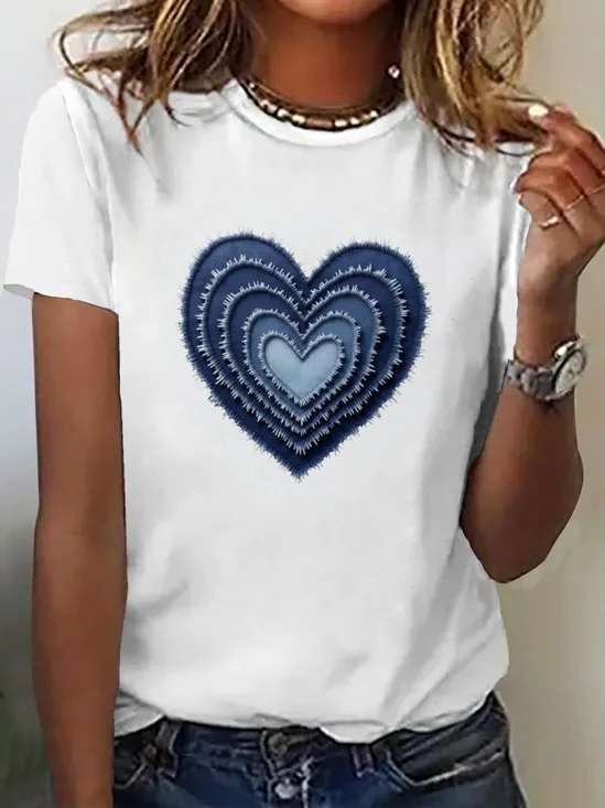 Women
                      Heart/Cordate Short Sleeve Tee T-shirt Crew Neck
                      Printing Casual Graphic Tee Summer Top