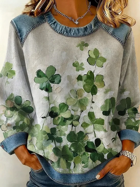 Women
                      Shamrock Crew Neck Printing Vintage Spring/Fall
                      Long Sleeve Sweatshirt