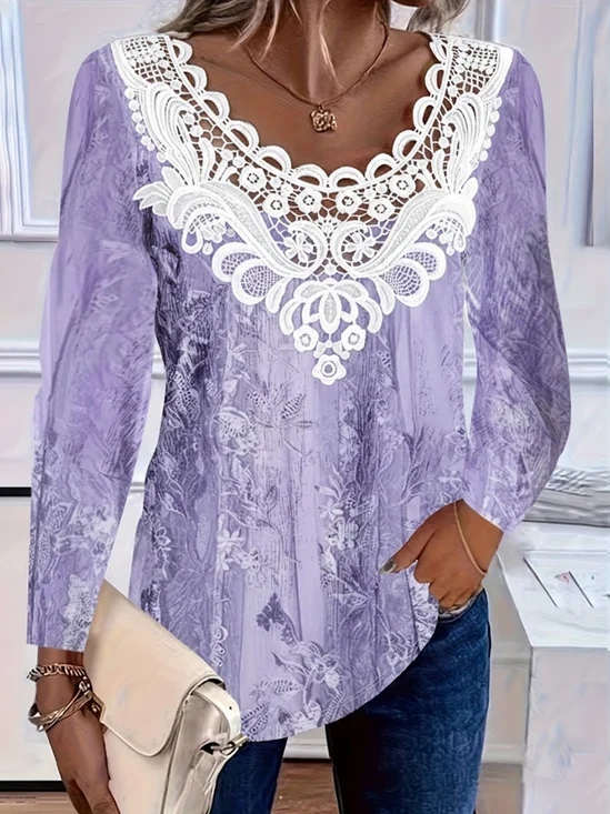 Women
                      Abstract Long Sleeve Tee T-shirt Crew Neck
                      Printing Casual Graphic Tee Spring/Fall Top