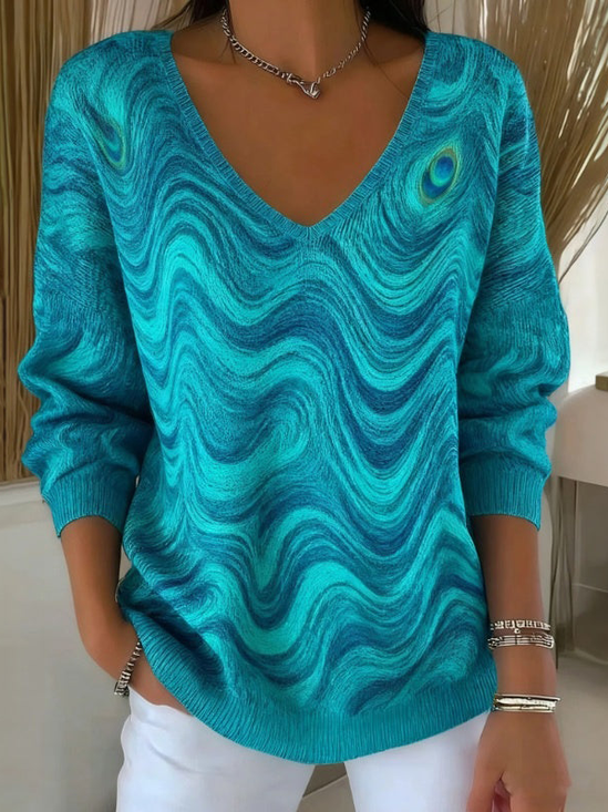 Women
                      Abstract Long Sleeve Tee T-shirt V Neck Printing
                      Casual Spring/Fall Top