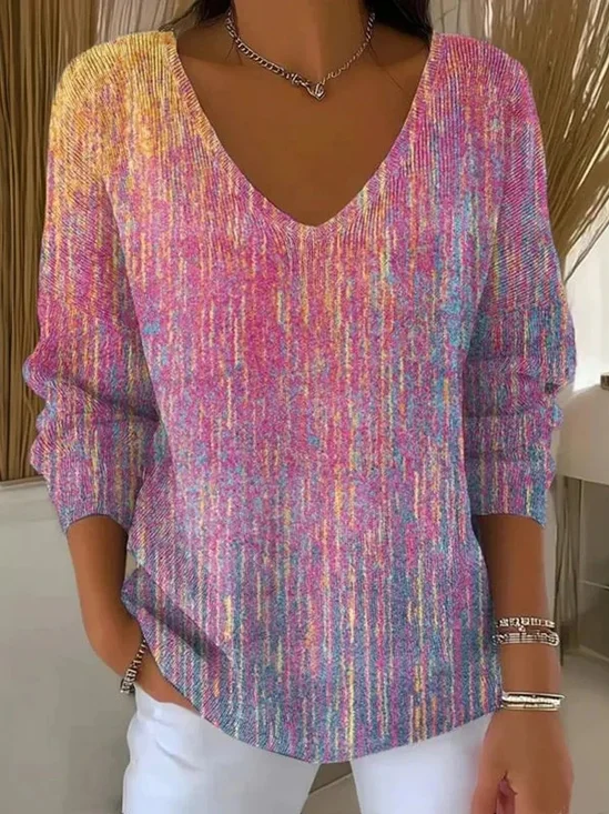 Women
                      Abstract Long Sleeve Tee T-shirt V Neck Printing
                      Casual Spring/Fall Top