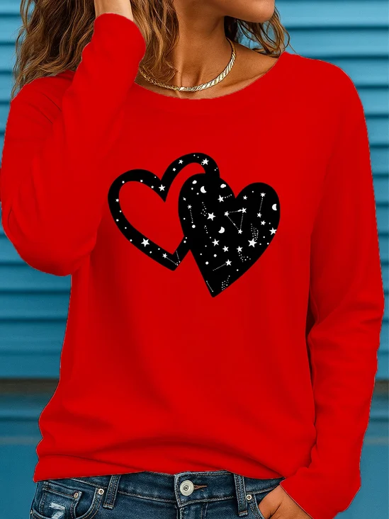 Women
                      Heart/Cordate Long Sleeve Tee T-shirt Crew Neck
                      Printing Casual Graphic Tee Spring/Fall Top