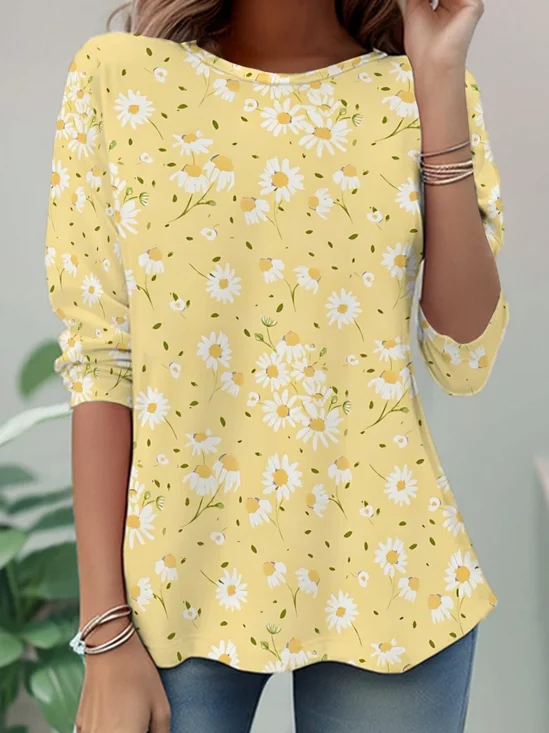 Women
                      Floral Long Sleeve Tee T-shirt Crew Neck Casual
                      Tunic Spring/Fall Top