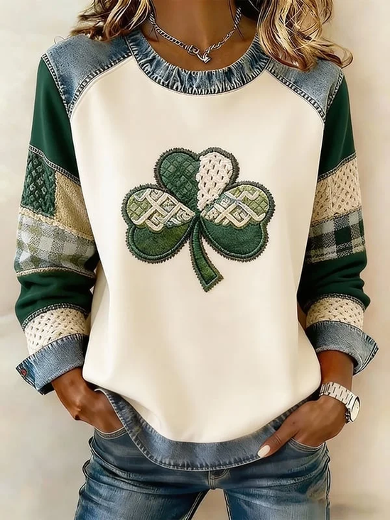 Women
                      Shamrock Crew Neck Printing Vintage Spring/Fall
                      Long Sleeve Sweatshirt