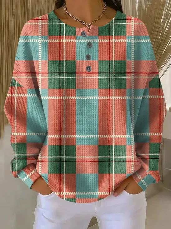Women
                      Plaid Crew Neck Printing Casual Spring/Fall Long
                      Sleeve Sweatshirt