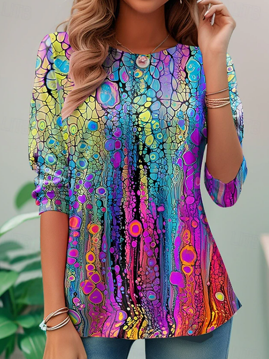 Women
                      Abstract Long Sleeve Tee T-shirt Crew Neck
                      Printing Casual Tunic Spring/Fall Top