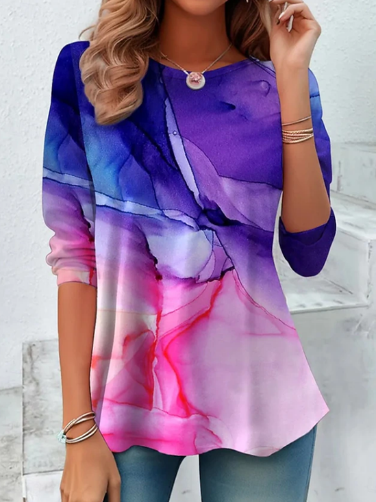 Women
                      Abstract Long Sleeve Tee T-shirt Crew Neck
                      Printing Casual Tunic Spring/Fall Top