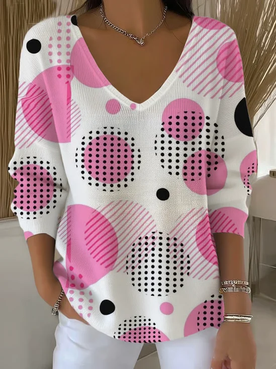 Women
                      Abstract Long Sleeve Tee T-shirt V Neck Printing
                      Casual Spring/Fall Top