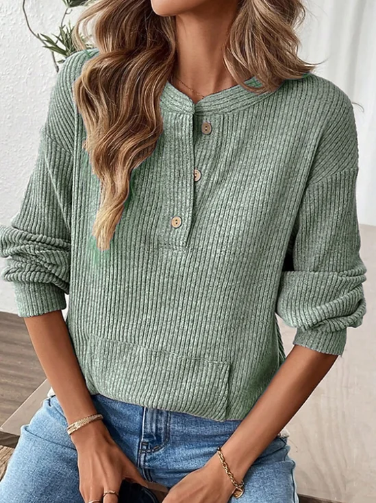 Women
                      Plain Long Sleeve Tee T-shirt V Neck Split Joint
                      Casual Spring/Fall Top