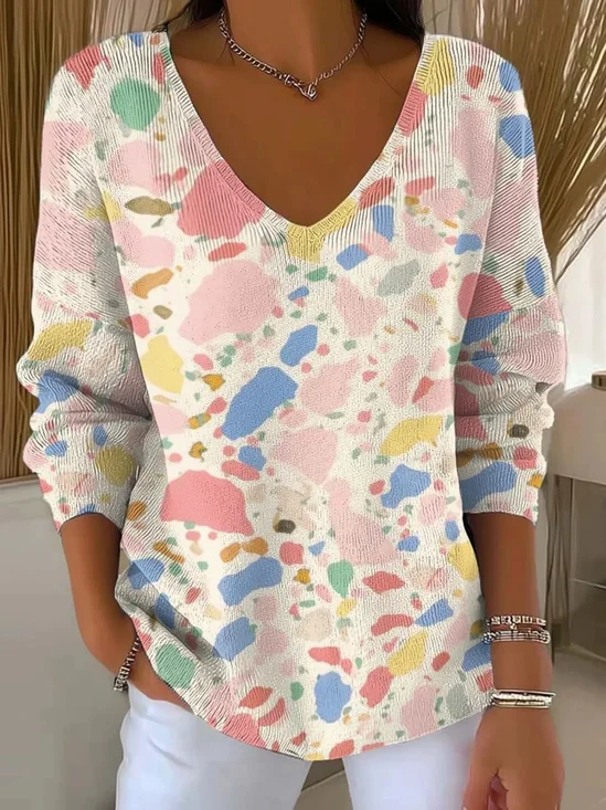 Women
                      Abstract Long Sleeve Tee T-shirt V Neck Printing
                      Casual Spring/Fall Top