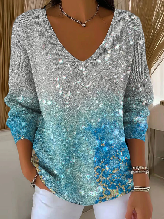 Women
                      Abstract Long Sleeve Tee T-shirt V Neck Printing
                      Casual Spring/Fall Top