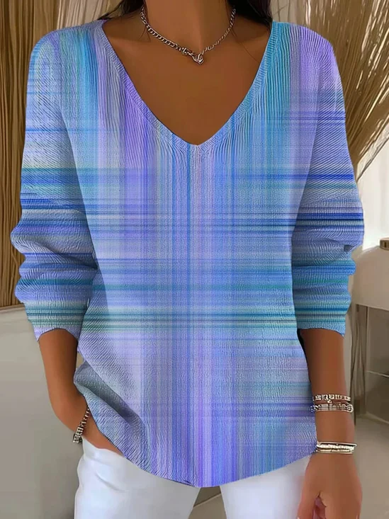 Women
                      Abstract Long Sleeve Tee T-shirt V Neck Printing
                      Casual Spring/Fall Top