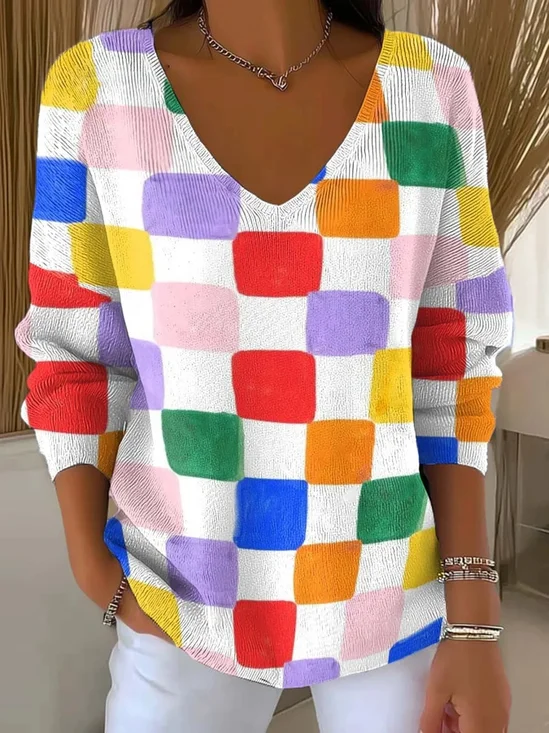 Women
                      Abstract Long Sleeve Tee T-shirt V Neck Printing
                      Casual Spring/Fall Top