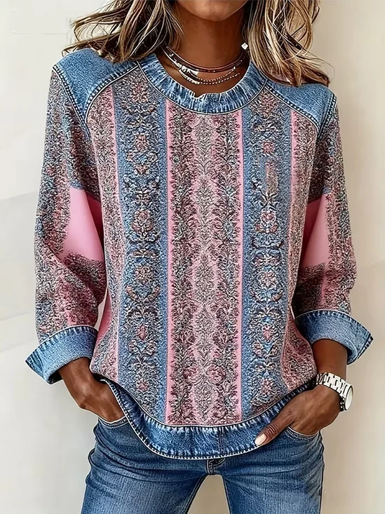 Women
                      Abstract Crew Neck Printing Vintage Spring/Fall
                      Long Sleeve Sweatshirt