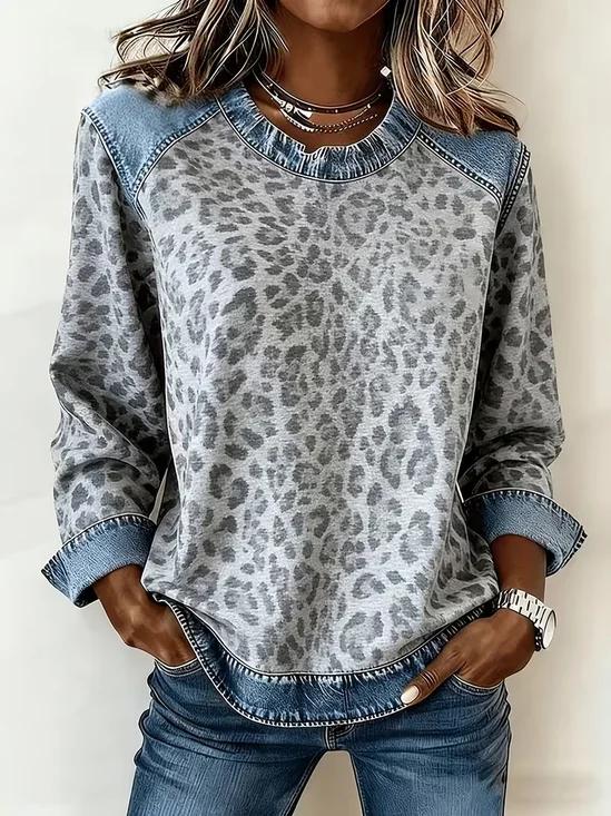 Women
                      Leopard Crew Neck Printing Vintage Spring/Fall
                      Long Sleeve Sweatshirt