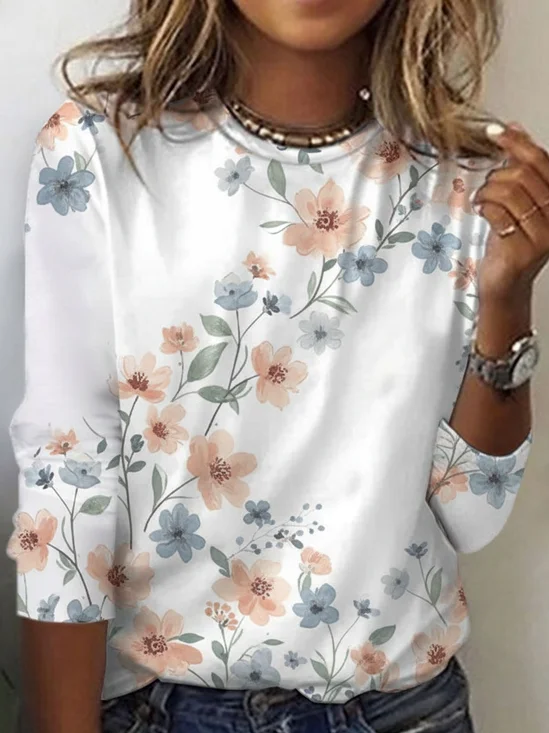 Women
                      Floral Long Sleeve Tee T-shirt Crew Neck Vintage
                      Spring/Fall Top