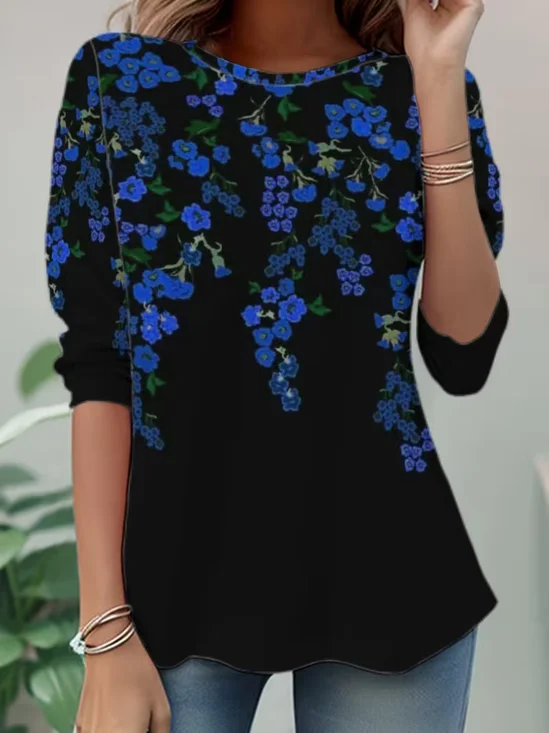Women
                      Floral Long Sleeve Tee T-shirt Crew Neck Casual
                      Tunic Spring/Fall Top
