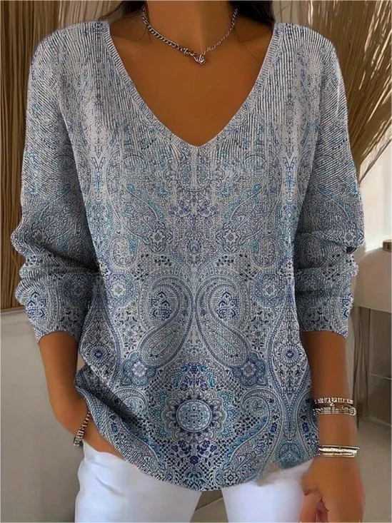 Women
                      Abstract Long Sleeve Tee T-shirt V Neck Printing
                      Casual Spring/Fall Top