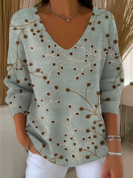 Women
                      Abstract Long Sleeve Tee T-shirt V Neck Printing
                      Casual Spring/Fall Top