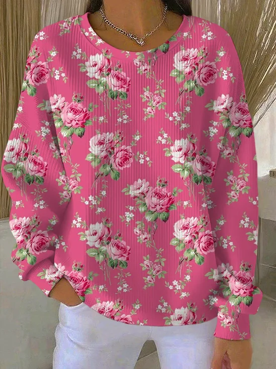 Women
                      Floral Crew Neck Printing Casual Spring/Fall Long
                      Sleeve Sweatshirt